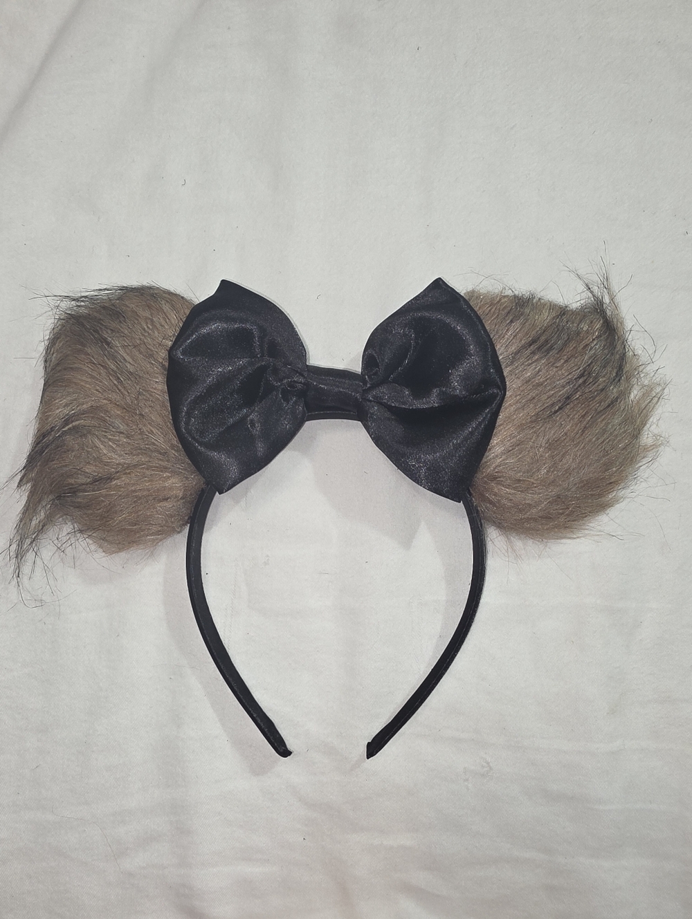 New Disney Ewok Inspired Faux Fur Sequin Ear Headband with Black Bow!